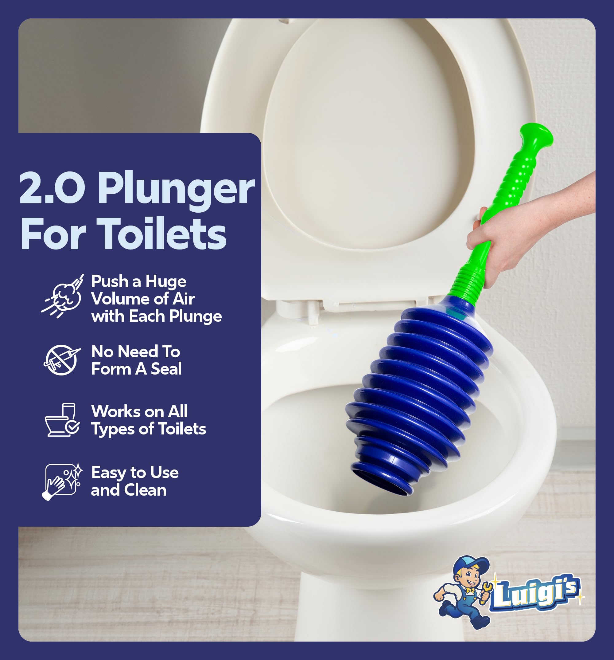 Luigi'S Toilet Plunger | The World'S Best Unblocker | Snake Design Bathroom Plungers | Clog & Blockage Remover