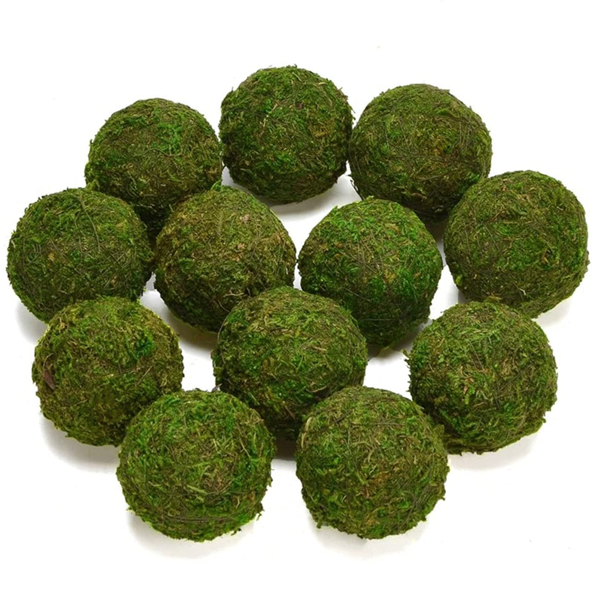 BYHER Natural Green Moss Decorative Ball,Handmade (3.5-Set of 6)