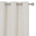 Deconovo Blackout Curtain Golden Diamond Foil Printed Curtains Grommet Light Blocking Window Drapes For Living Room, Light Beige