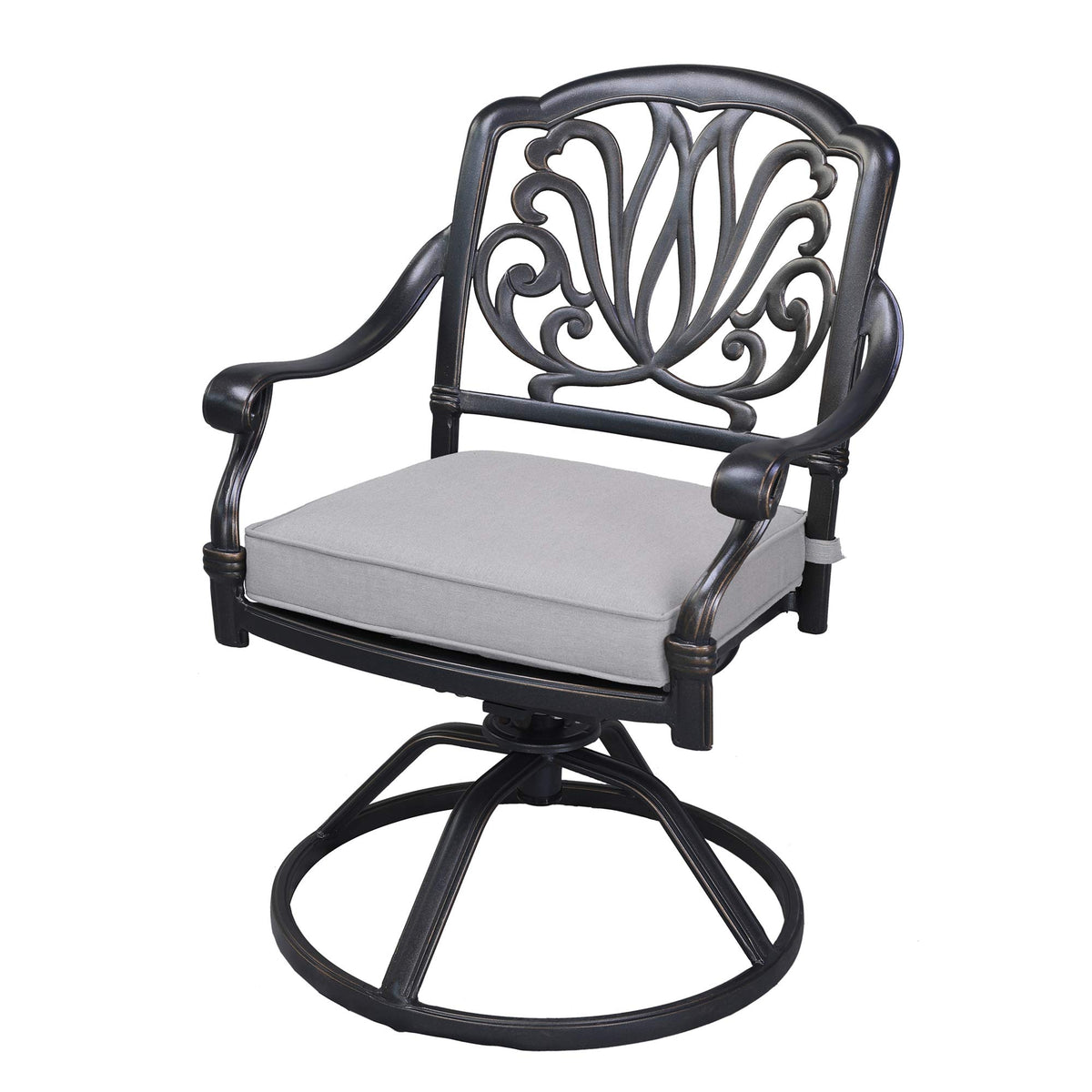 iPatio Athens Patio Dining Swivel Rocker Chairs with Cushion, All-Weather, Durable, and Comfortable Outdoor Aluminum Armchairs, Set of 2 (Dessert Night/Cast Silver)