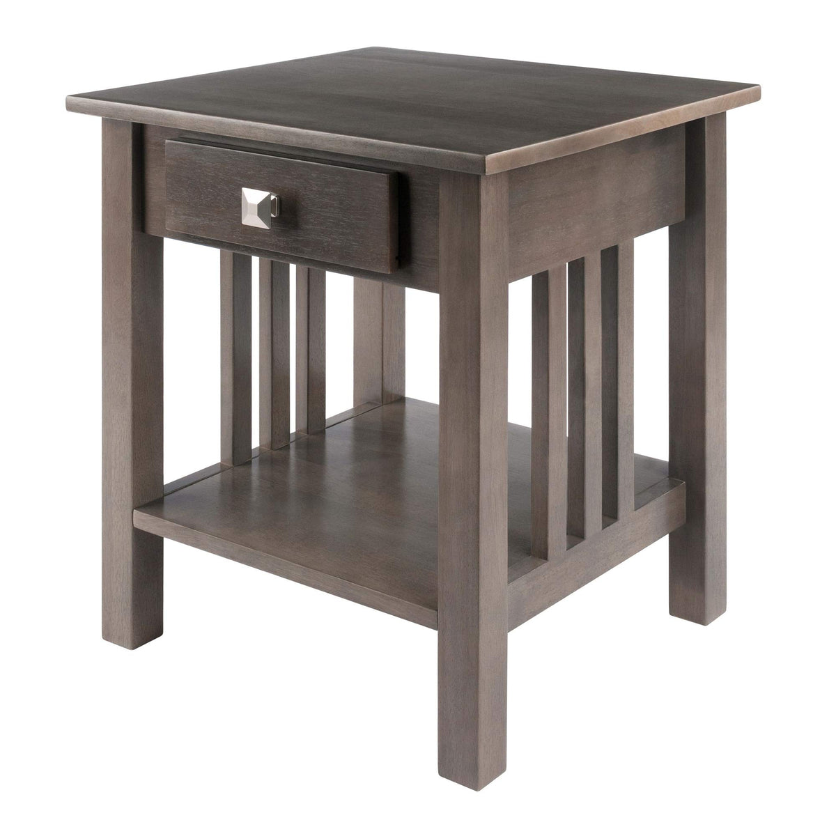 Ergode Wood Stafford End Table | Classic & Contemporary Design | Oyster Gray Finish | Drawer & Shelf | Solid & Composite Wood | 19.9" W x 18.9" D x 22" H (16018-VV) (16018-VV)