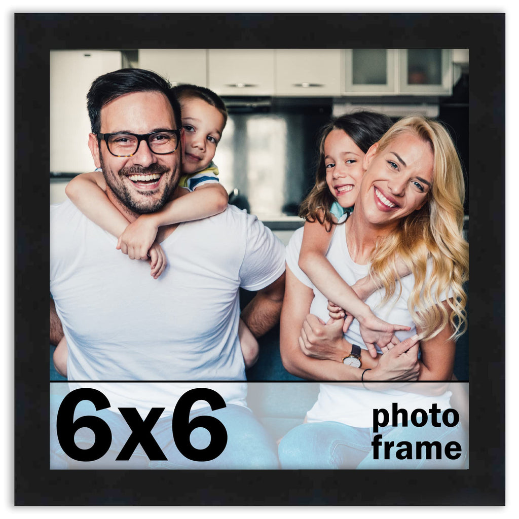 6x6 Frame Black Picture Frame - Modern Photo Frame Includes UV Acrylic Shatter Guard Front, Acid Free Foam Backing Board, Hangin
