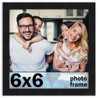 6x6 Frame Black Picture Frame - Modern Photo Frame Includes UV Acrylic Shatter Guard Front, Acid Free Foam Backing Board, Hangin