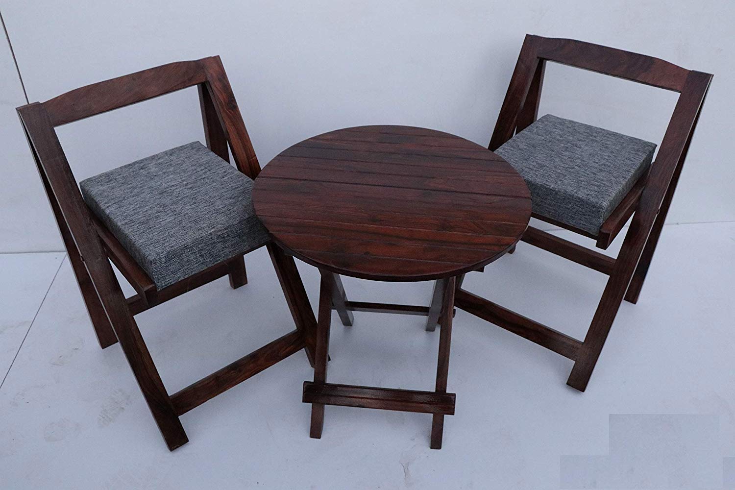 Mamta Decoration Sheesham Wood Foldable Patio Dining Set For Balcony Garden And Outdoor | 2 Chairs And Table | Brown