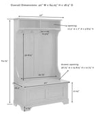 Crosley Furniture Campbell Hall Tree with Storage Bench and Coat Rack Hooks for Hanging, Oak