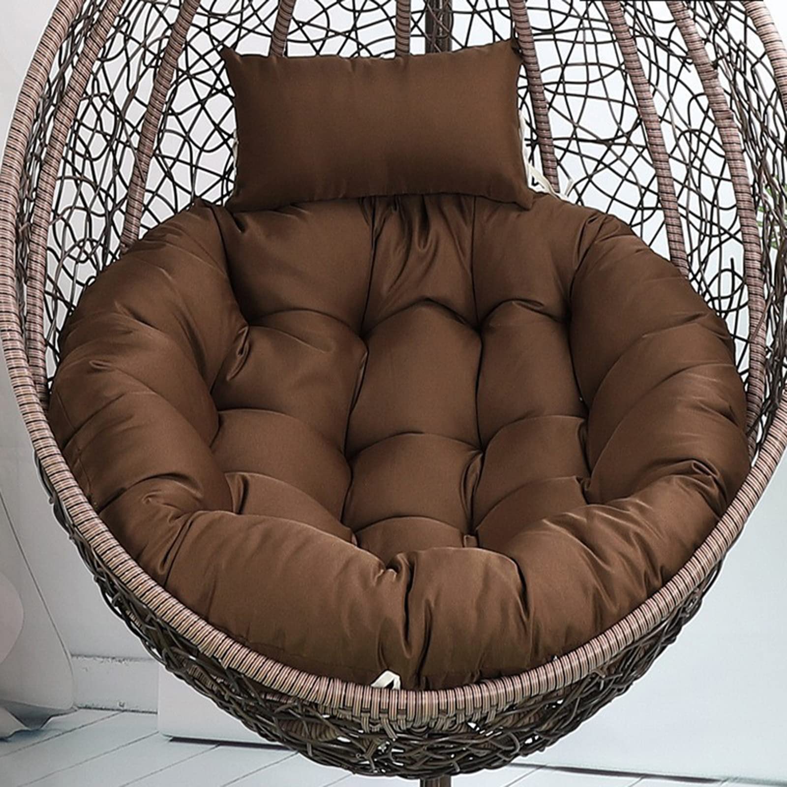 Eoieov Outdoor Egg Chair Cushions With Adjustable Pillow,Waterproof Round Hanging Chair Replacement Cushion,Washable Egg Swing C