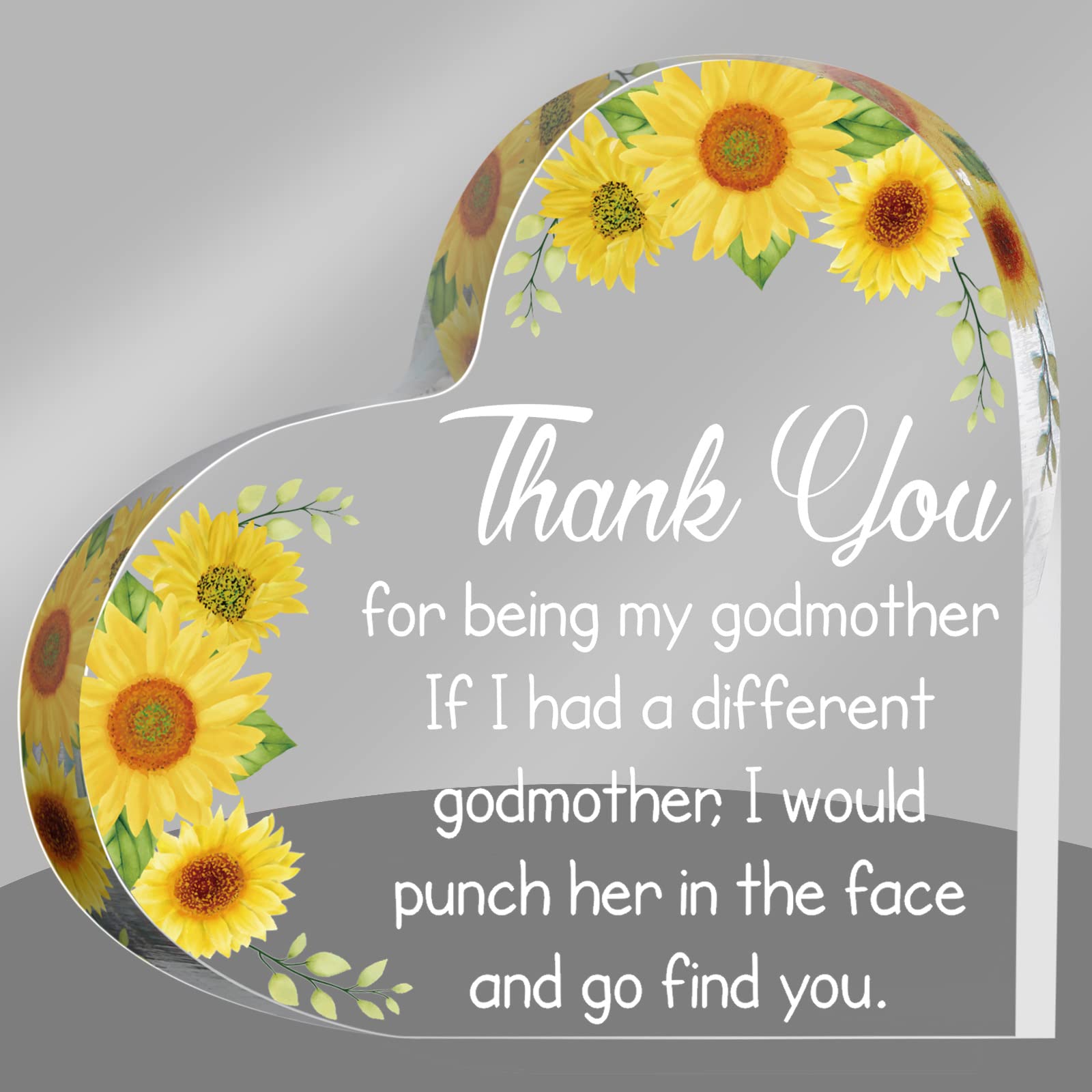 Godmother Gift from Godchild Thanks for Being My Godmother Heart Acrylic Keepsake Inspirational Gift Idea for Godmothers Birthd