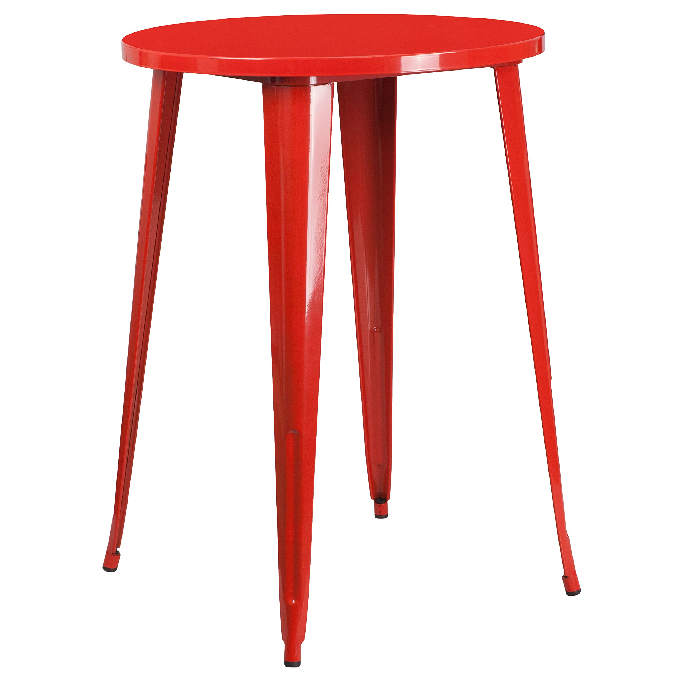 Flash Furniture Commercial Grade 30" Round Red Metal Indoor-Outdoor Bar Table Set With 2 Cafe Stools