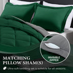 Downluxe Twin Comforter Set - Dark Green And Grey Twin Comforter, Soft Bedding Comforter Sets For All Seasons, Twin Bed Comforter Set - 2 Pieces - 1 Comforter (66'X92') And 1 Pillow Sham(20'X26')