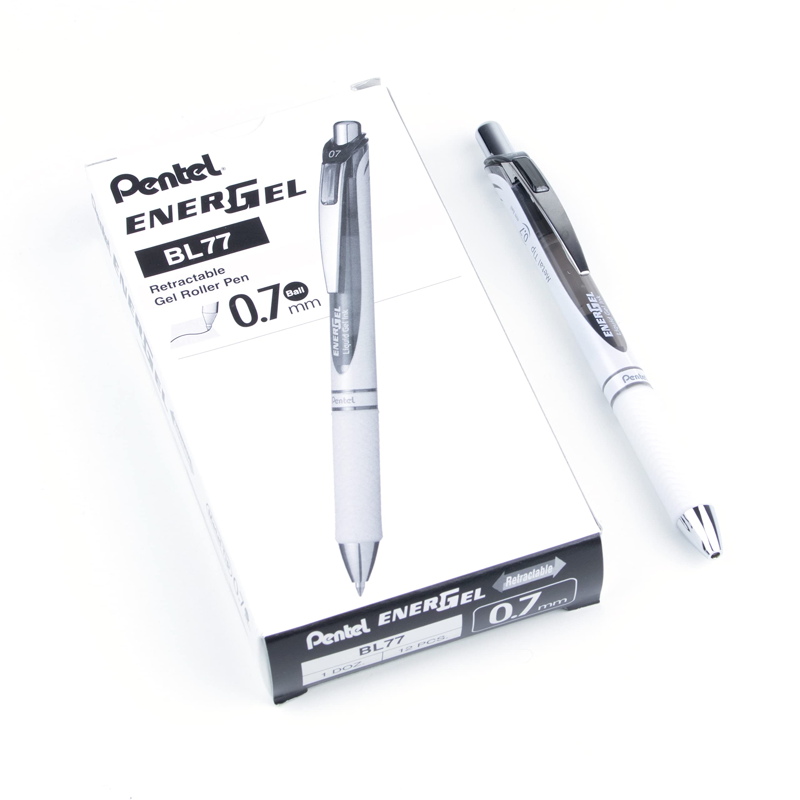 Pentel Energel Pearl Deluxe Rtx Retractable Liquid Gel Pen, (0.7Mm), Accent, Black Ink, Box Of 12 (Bl77Pw-A)