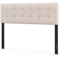 Giantex Linen Upholstered Headboard, Adjustable Width Button Tufted Headboard Only with Solid Wood Legs, Attach Frame, Modern He