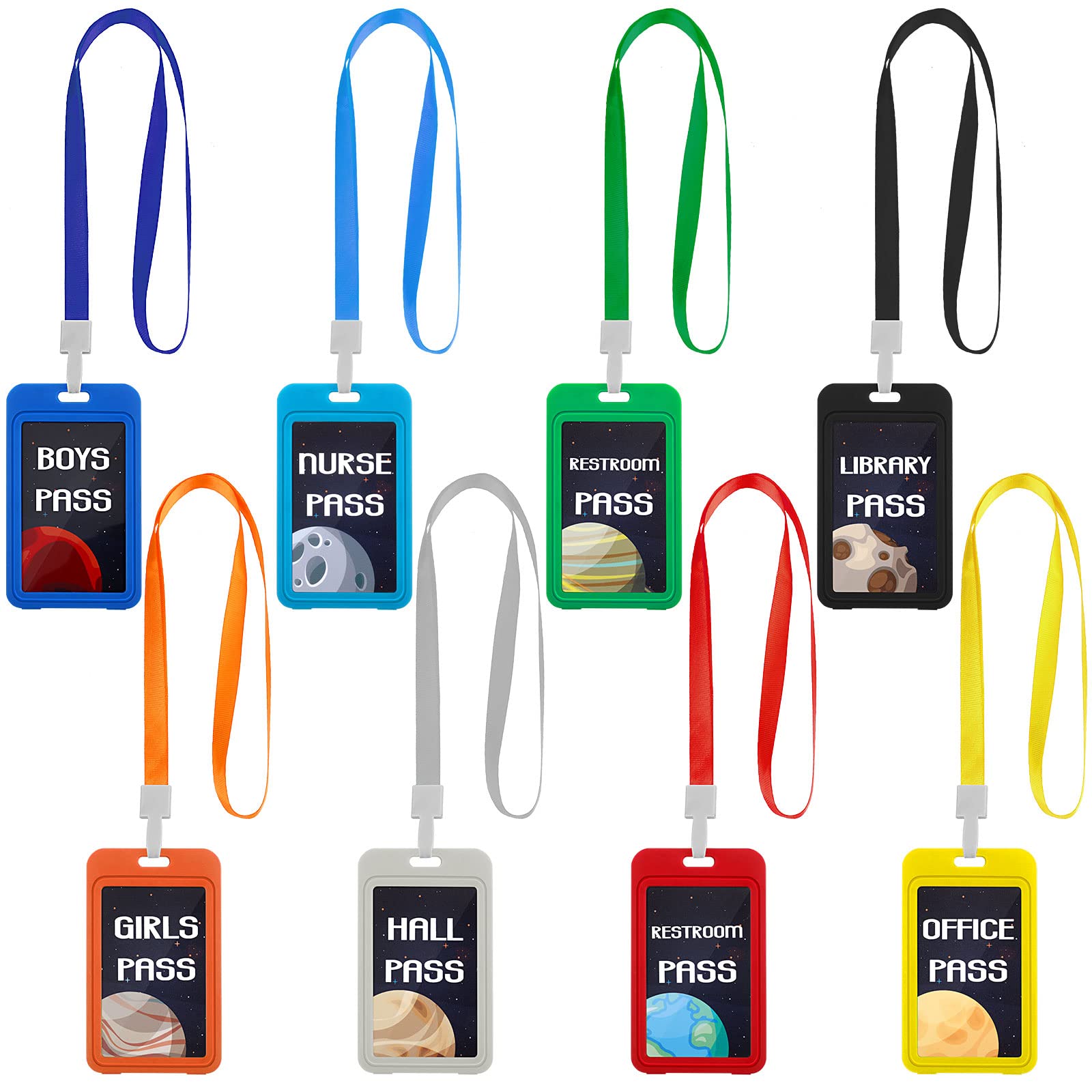 8 Pcs Hall Lanyards And School Passes Set Unbreakable Pvc School Passes Set Teacher Lanyard Library Office Nurse Restroom Bathro