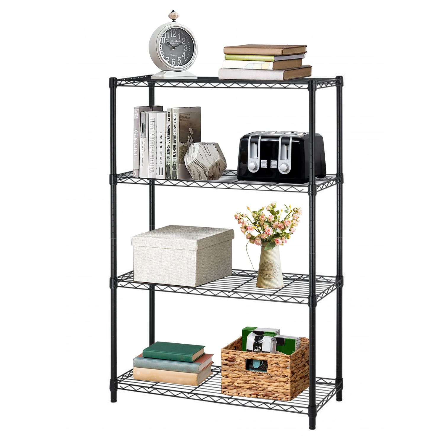 Adjustable NSF-Certified Metal Shelf Wire Shelving Unit Storage for Small Places Restaurant Garage Pantry Kitchen Garage Rack (B