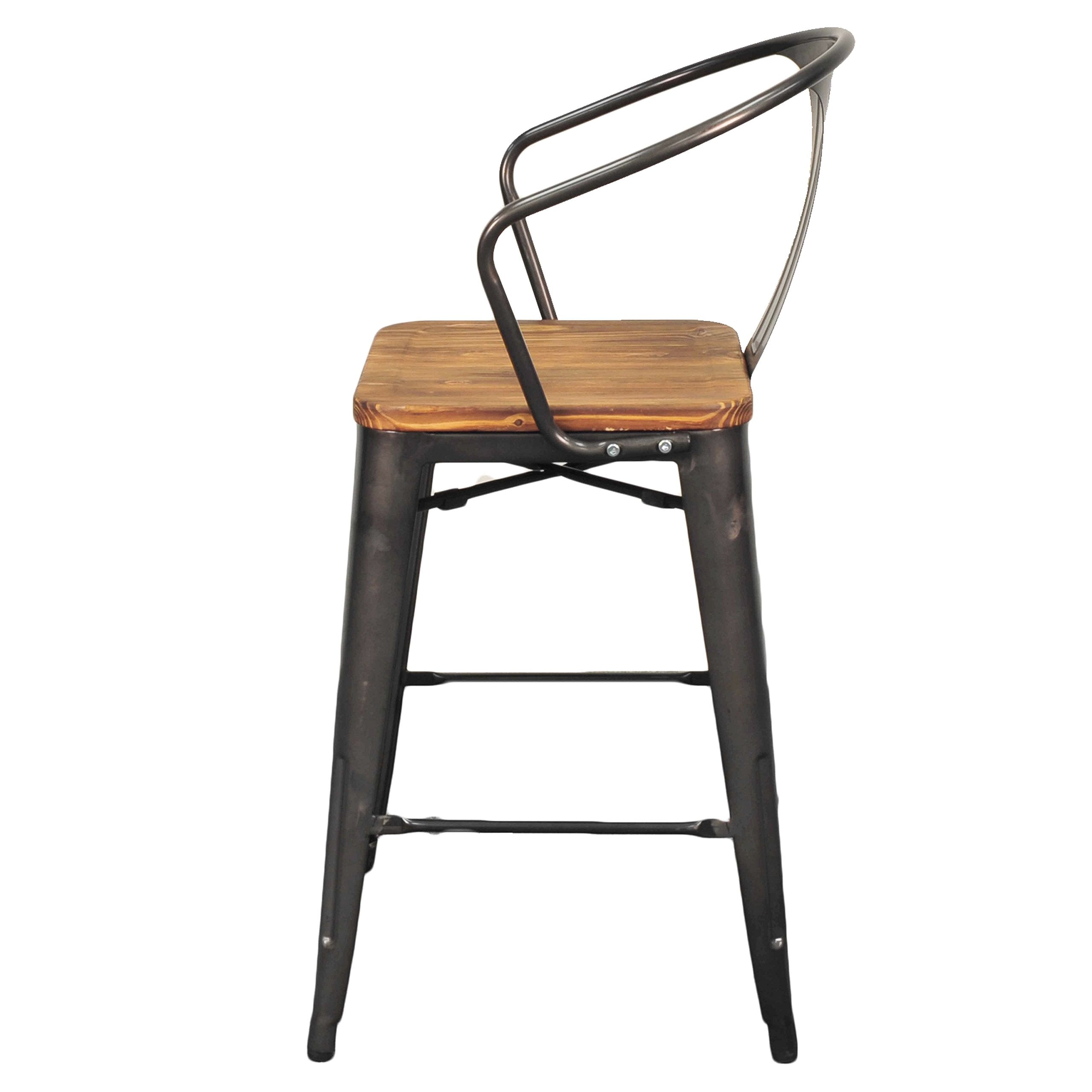 New Pacific Direct Metropolis Metal Counter, Set Of 4 Bar & Counter Stools, Gunmetal Grey