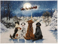 RAZ Imports 24 x 18 Dogs Watching Santa Lighted Canvas Painting Picture Wall Art 