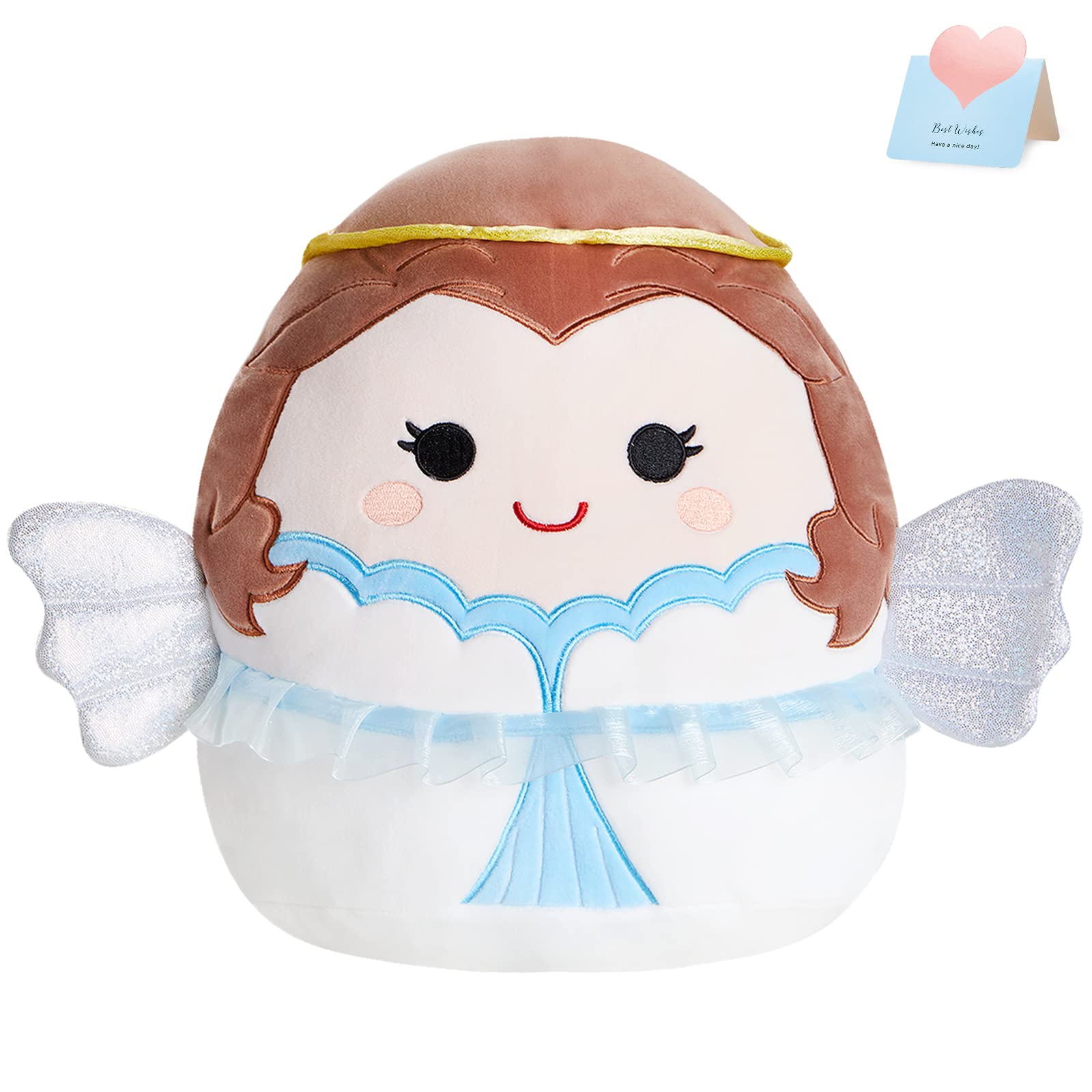 BSTAOFY Cute Angel Soft Plush Pillow with Wings & Halo Collection Squishy Angel Stuffed Animal Valentines Cushion Christmas Holi