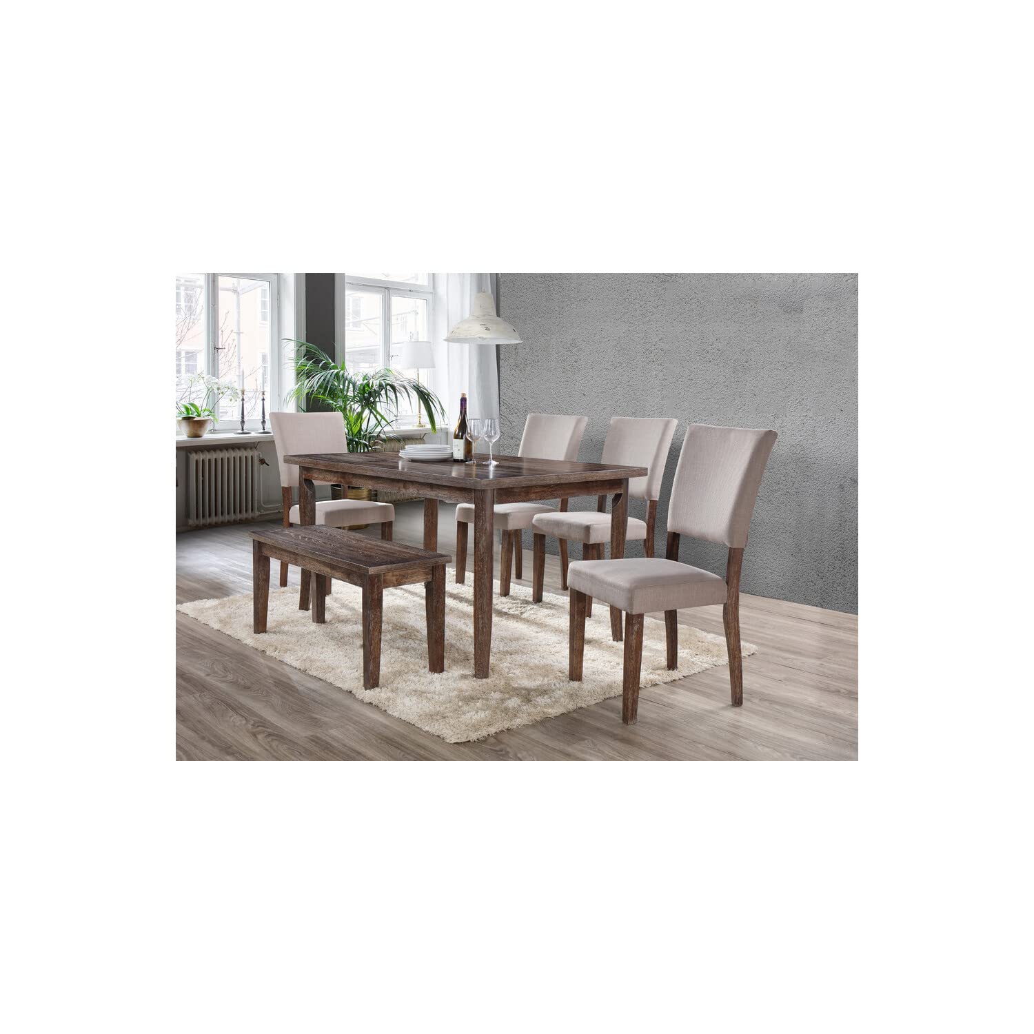 Best Master Furniture Mindy Transitional Solid Wood Dining Table In Antique Natural Oak