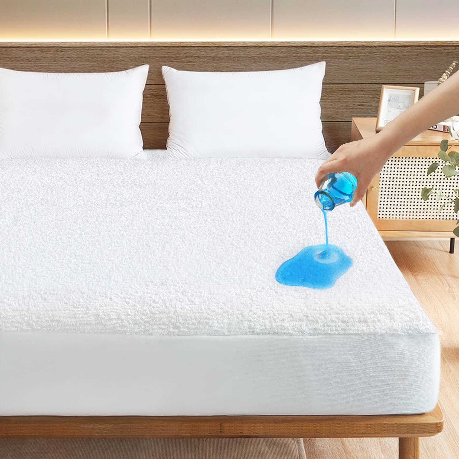 King Mattress Protector King Size Mattress Cover Protector Absorbent & Skin-Friendly & Noiseless Mattress Topper Pad Bed Sheets