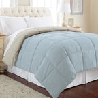 Modern Threads Down Alternative Microfiber Quilted Reversible Comforter & Duvet Insert - Soft, Comfortable Alternative To Goose Down - Bedding For All Seasons Oatmeal/Dusty Blue Twin