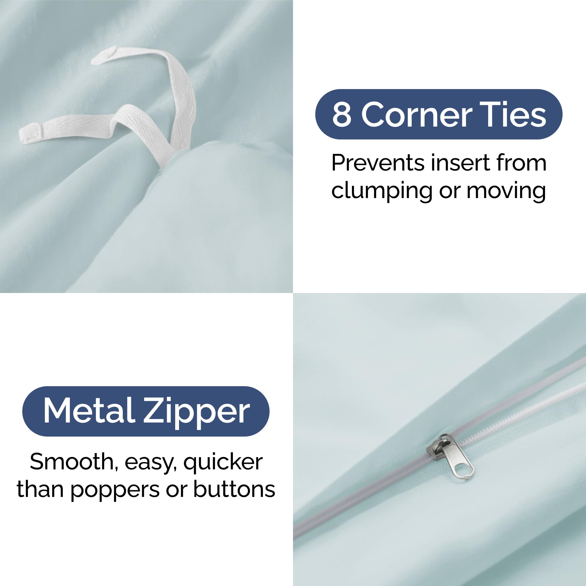 Duvet Cover Full Size Set - Extra Soft Full Size Duvet Cover - 80' X 90' Full Duvet Cover W/ 2 Pillow Shams - Hotel Luxury, Easy Care & Fade Free - Comforter Cover W/ Zipper Closures & Ties (Ice Blue)