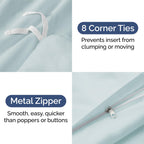 Duvet Cover Queen Size Set - Extra Soft Queen Size Duvet Cover - 90' X 90' Queen Duvet Cover W/ 2 Pillow Shams - Easy Care & Fade Free - Hotel Luxury Duvet Cover W/ Zipper Closures & Ties (Ice Blue)