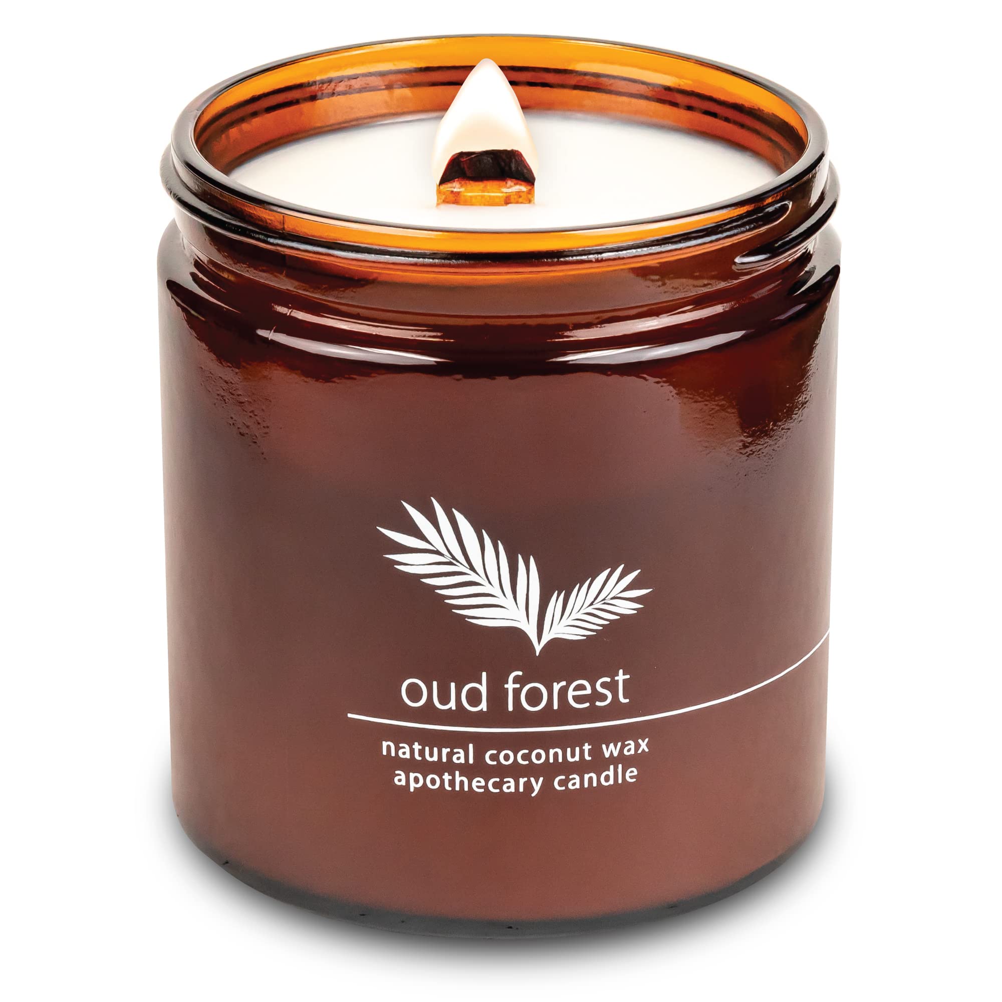 Hemlock Park Crackling Wood Wick Candle Handcrafted with Natural Coconut Wax (Large 16 oz, Oud Forest)
