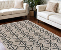 HomeRoots 511834 8 x 11 ft. Black Taupe & Gray Wool Geometric Hand Tufted Handmade Stain Resistant Rectangle Area Rug