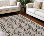 HomeRoots 511834 8 x 11 ft. Black Taupe & Gray Wool Geometric Hand Tufted Handmade Stain Resistant Rectangle Area Rug