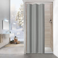 MitoVilla Grey Waffle Stall Shower Curtain, 36 x 72, Farmhouse Half Size, Fabric Narrow, 36 inch Waffle Weighted Set, Gray