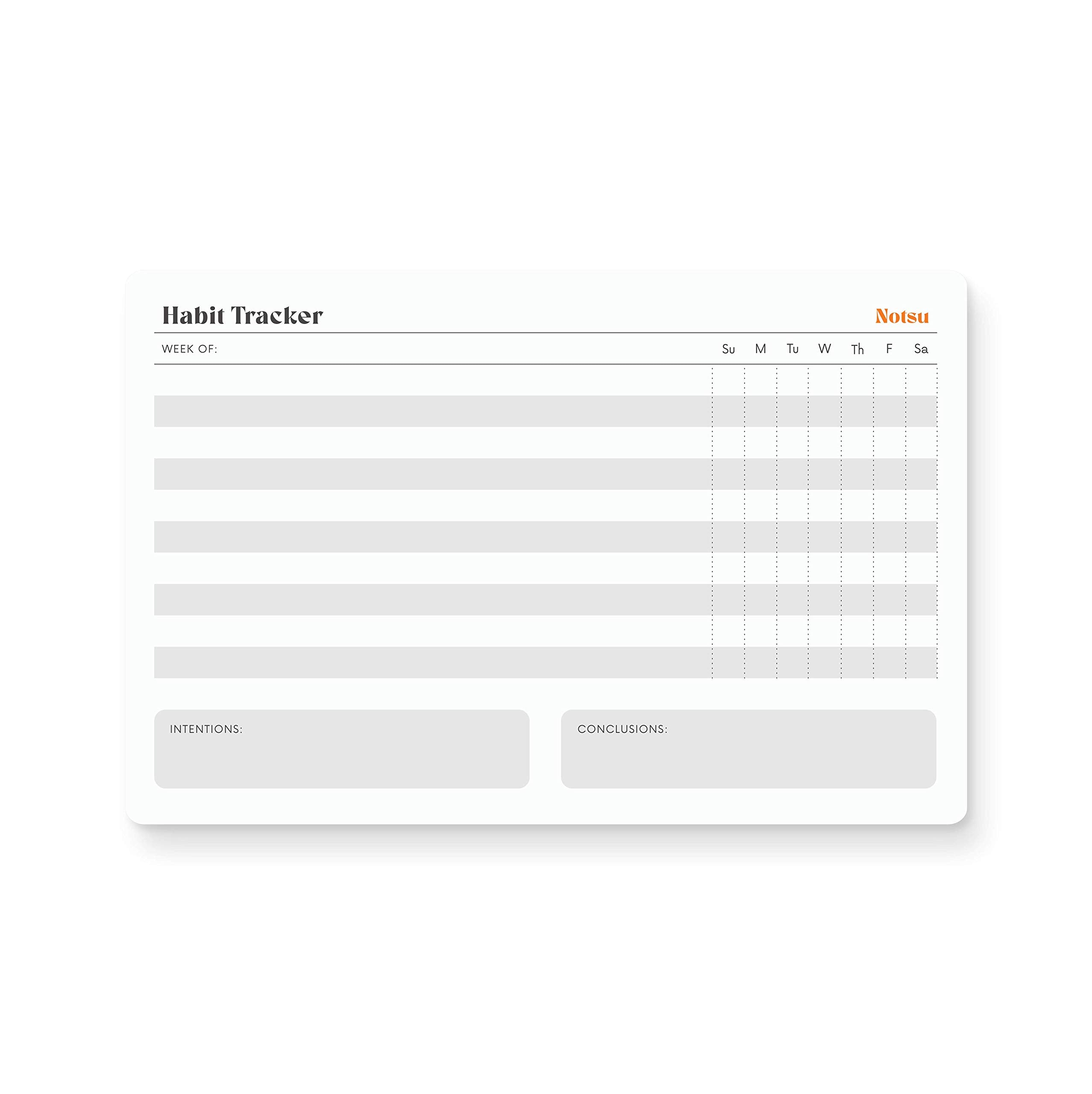 Notsu Weekly Habit Tracker Notepad | Goals Planner Pad And Self Care To Do List | 50 Tear Off Pages, 8.5    X 5.5