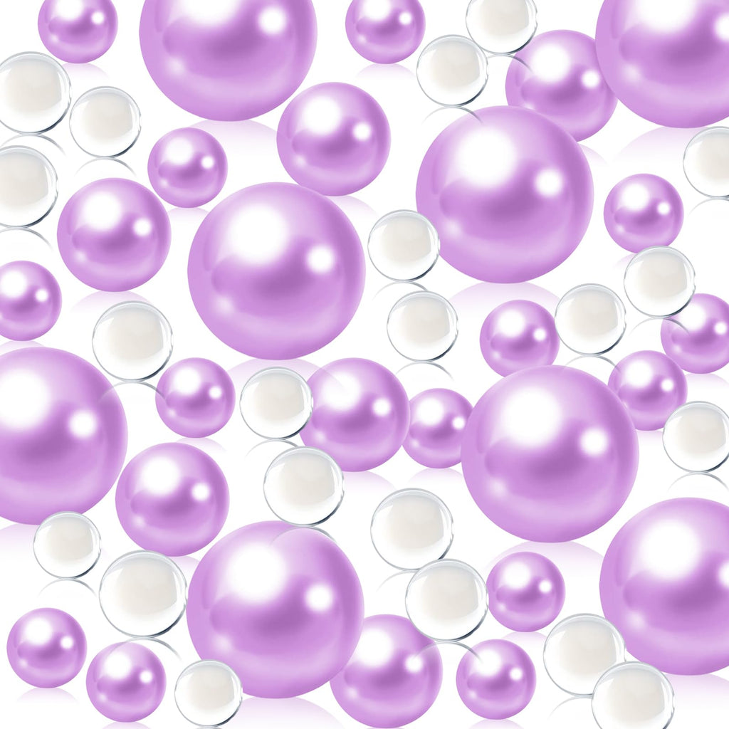 Light Purple Floating Pearls | 150PCS Light Purple Pearls Bead for Centerpieces Vases, Light Purple No Hole Beads | 8/14/20 mm F