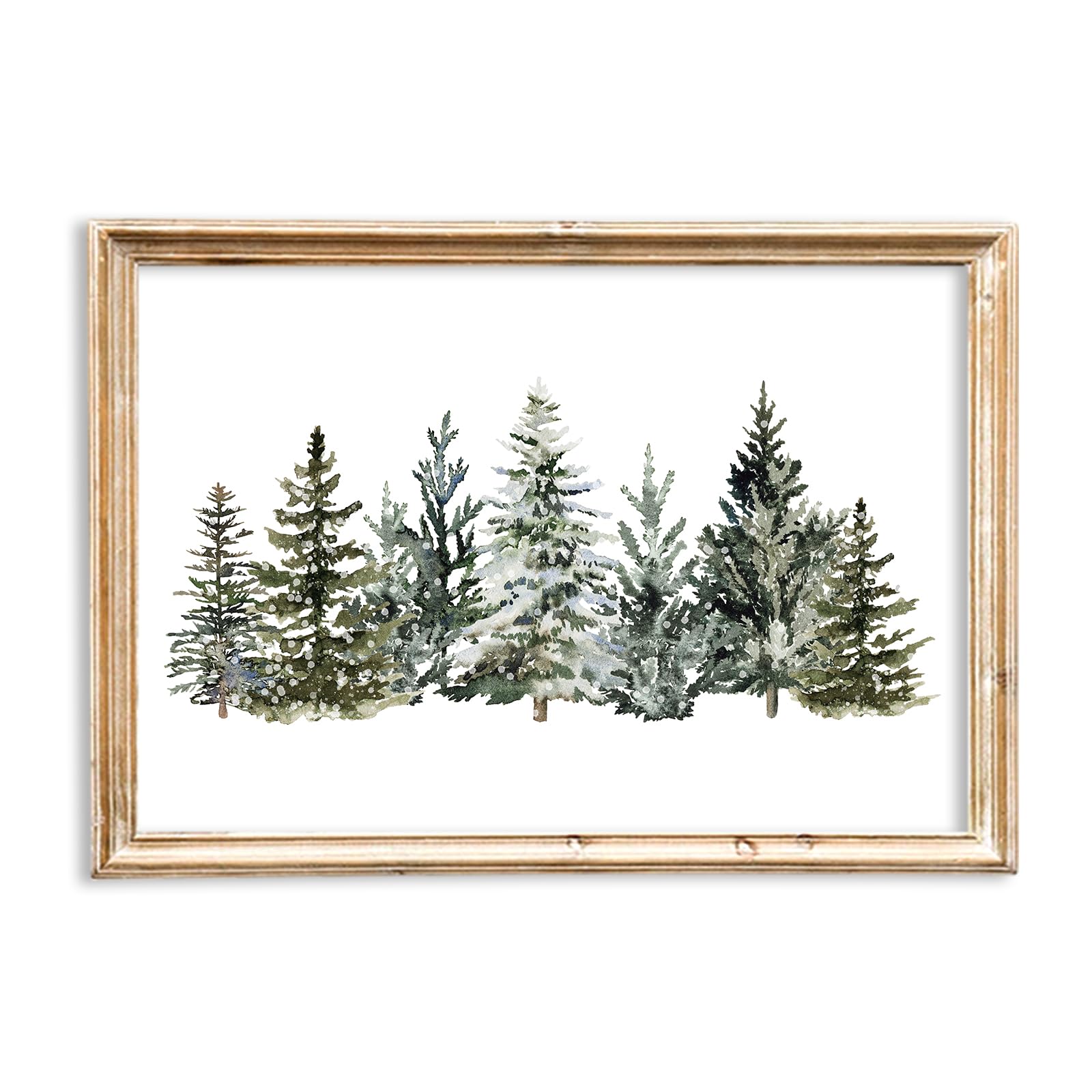 JarThenaAMCS Winter Canvas Wall Art Prints Watercolor Snowy Pine Trees Art Poster Christmas Forest Wall Decor for Gallery Living