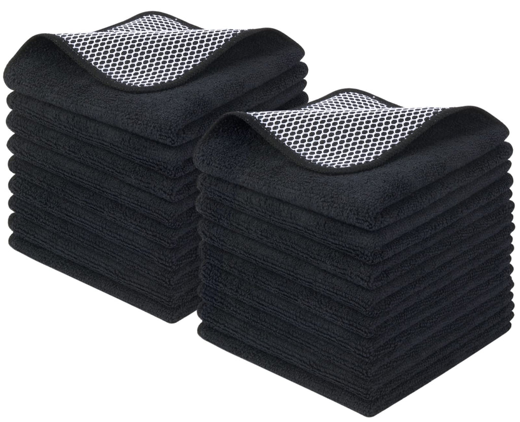 KinHwa Kitchen Washcloths for Dishes Absorbent Microfiber Dish Cloths Quick Dry Dish Rags with Poly Scour Scrub Side Ideal for K