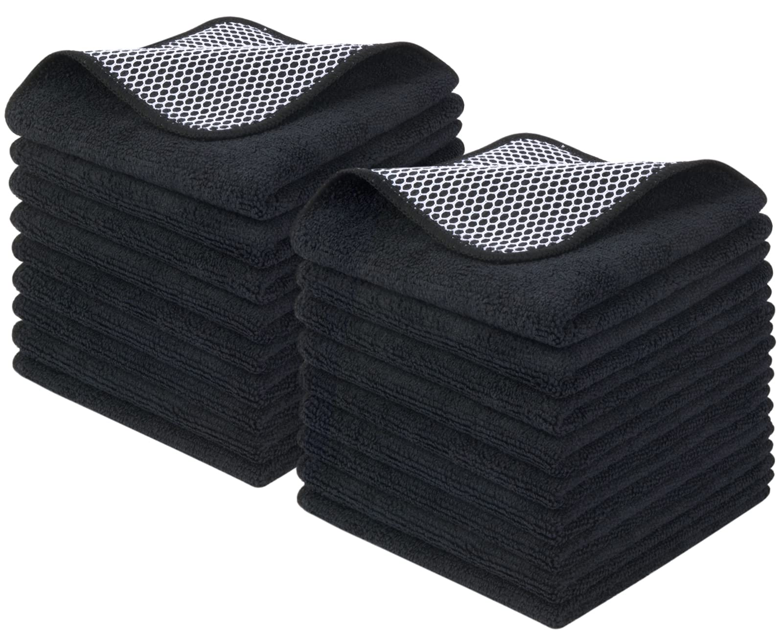 KinHwa Kitchen Washcloths for Dishes Absorbent Microfiber Dish Cloths Quick Dry Dish Rags with Poly Scour Scrub Side Ideal for K