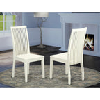 East West Furniture IPC-LWH-W Ipswich Dining Chairs - Slat Back Wood Seat Kitchen Chairs, Set of 2, Linen White