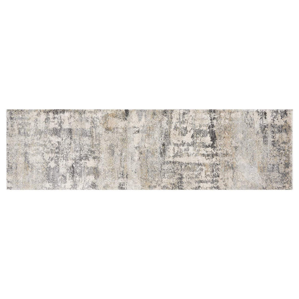 HomeRoots Polypropylene 7' Beige Machine Woven Abstract Design Indoor Runner Rug