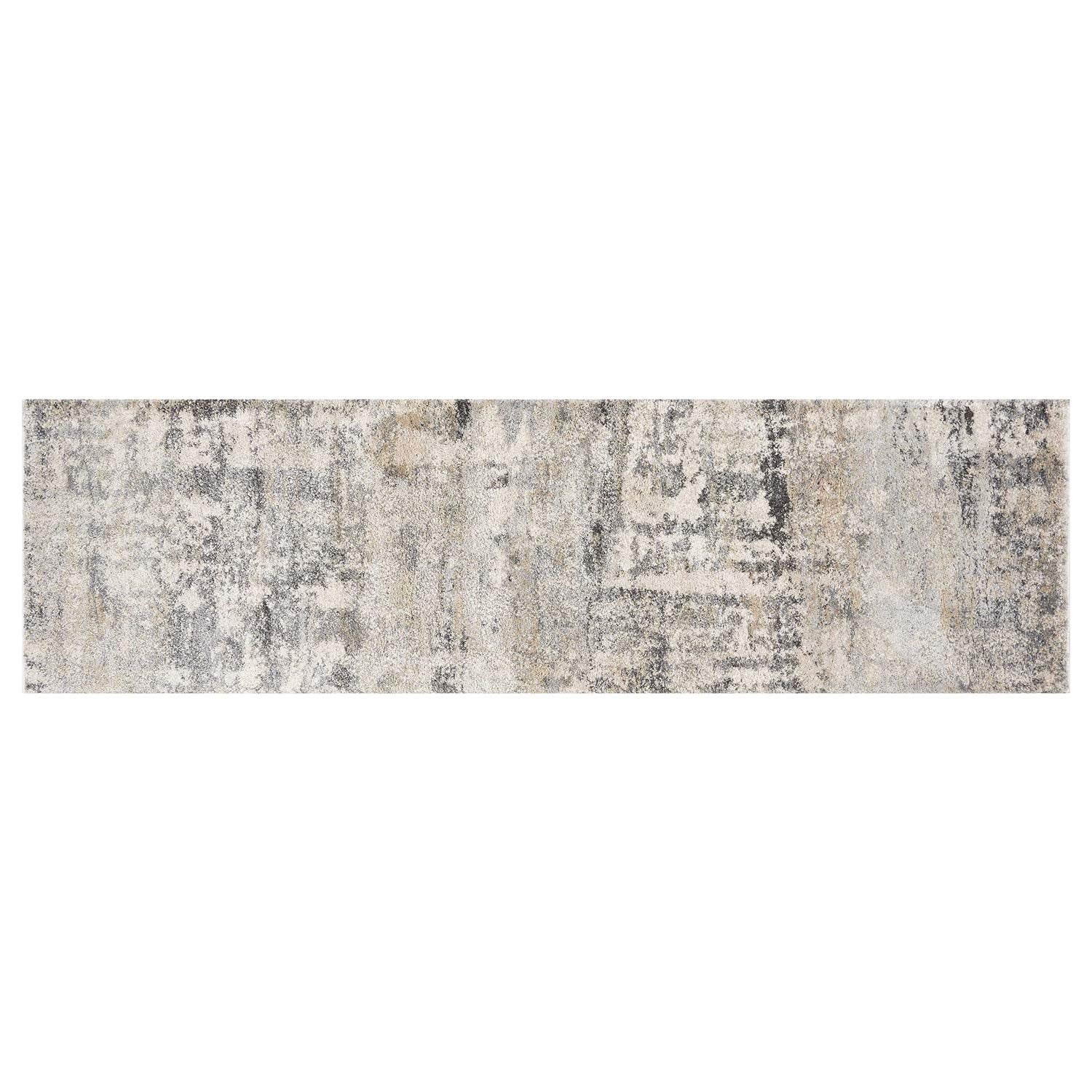 HomeRoots Polypropylene 7' Beige Machine Woven Abstract Design Indoor Runner Rug