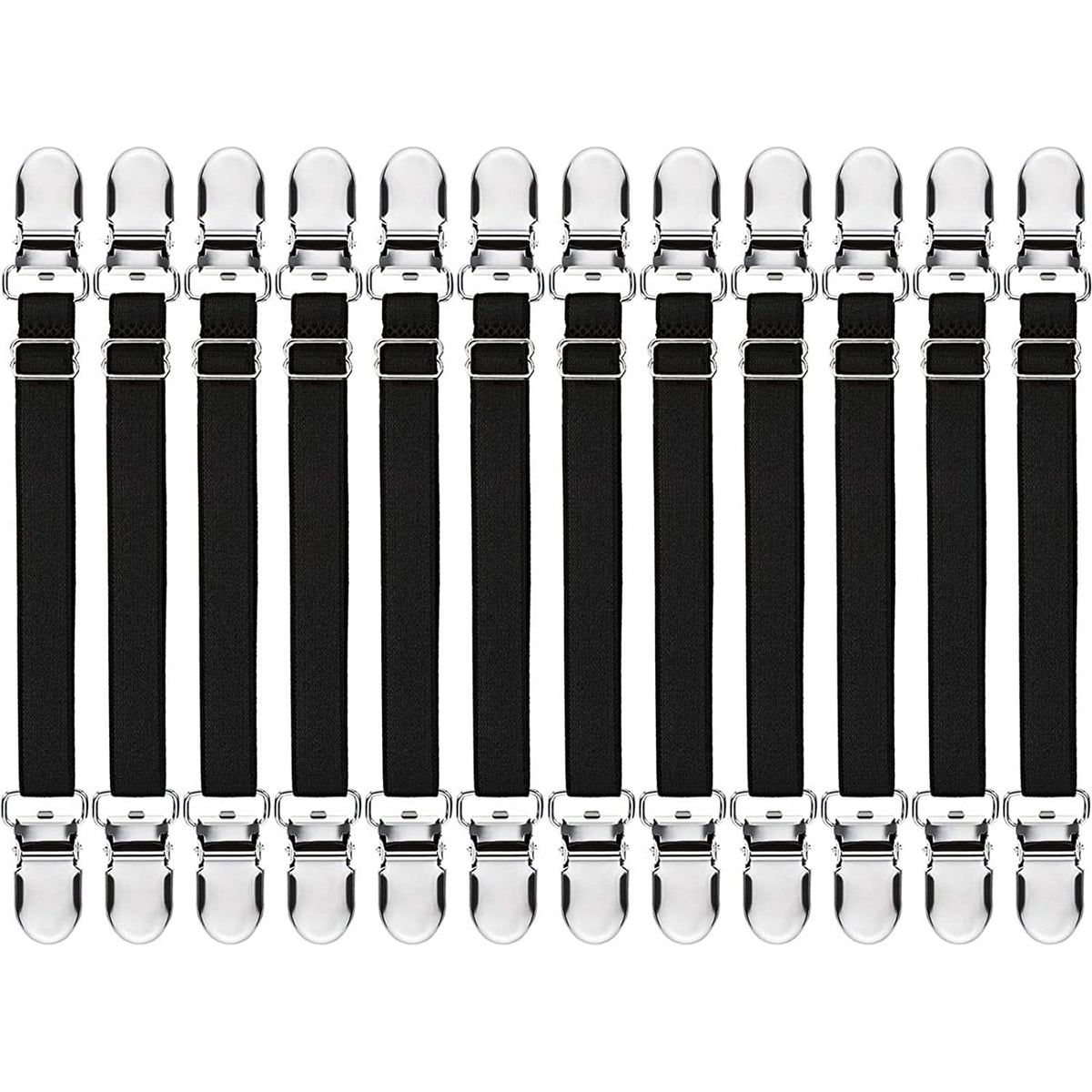 Boao 12 Pcs Bed Sheet Clips Straps Sheet Corner Straps Holder Adjustable Mattress Clips, Elastic Bed Sheet Grippers Straps Suspe