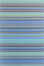 Mad Mats Outdoor Rug, Reversible Plastic Mat For Patio Porch, Deck, Kithchen, Stripes, (2.5' X 6', Grey Aqua)