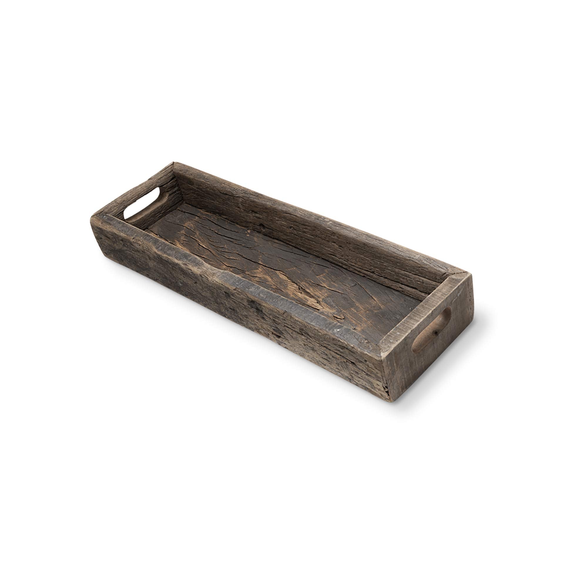 HomeRoots Small Natural Brown Reclaimed Wood with Grains and Knots Highlight Tray