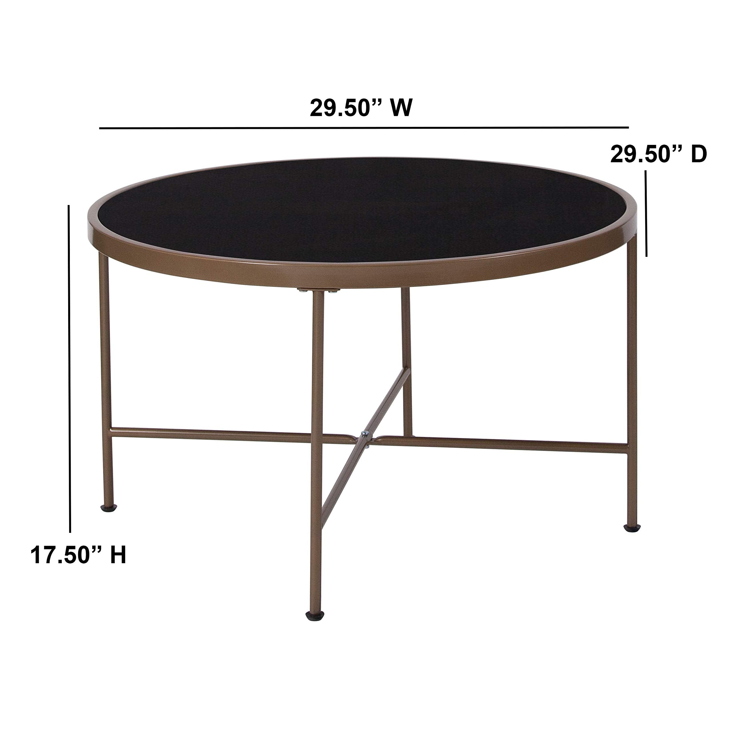 Flash Furniture Chelsea Collection Black Glass Coffee Table With Matte Gold Frame
