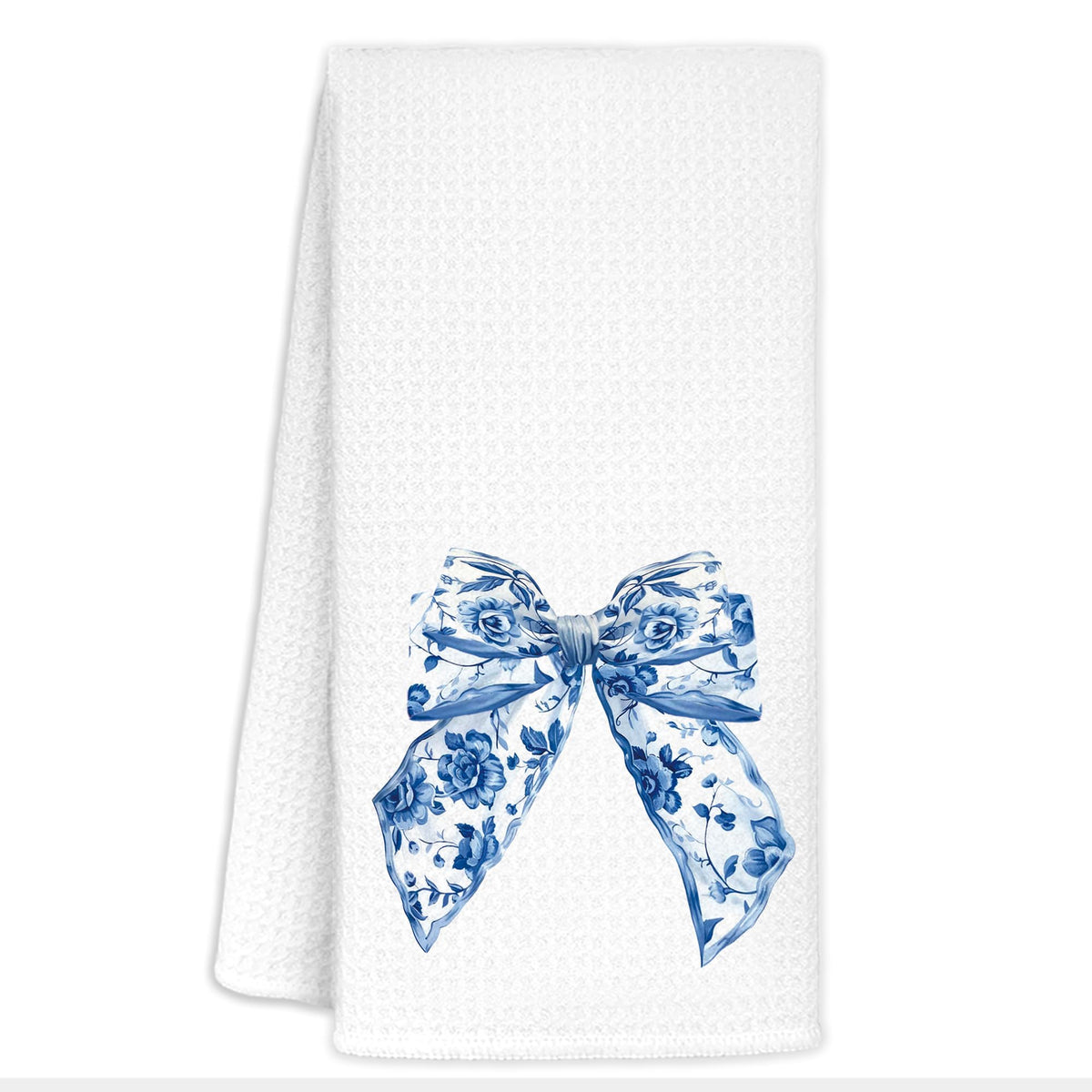 CIOJUNE Chinoiserie Floral Bow Kitchen Towels  Bow Decor, Blue and White Kitchen Towels, 16x24