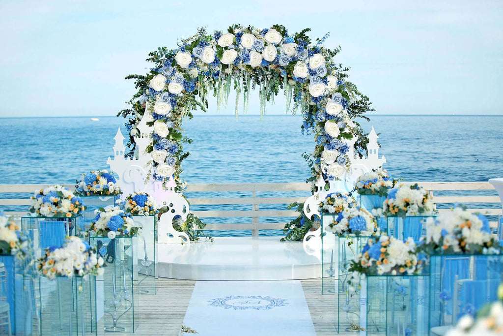 Dearhouse 2Pcs Artificial Peony Flower Garland - Silk Peony Garland With Purple White Flowers For Wedding Party Table Decoration