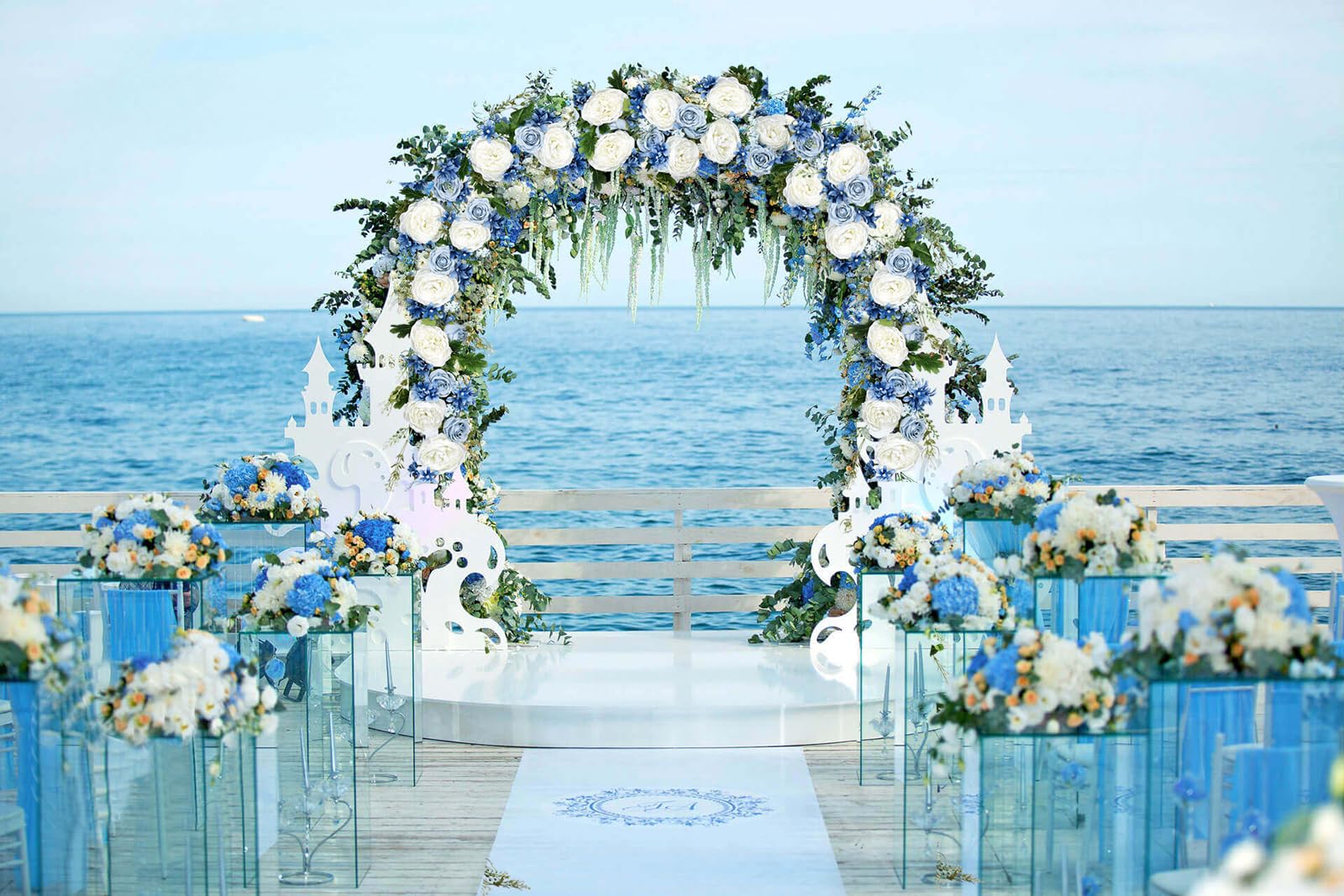 Dearhouse 2Pcs Artificial Peony Flower Garland - Silk Peony Garland With Purple White Flowers For Wedding Party Table Decoration