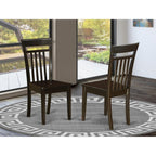 East West Furniture CAC-CAP-W Capri Dining Chairs - Slat Back Wooden Seat Chairs, Set of 2, Cappuccino