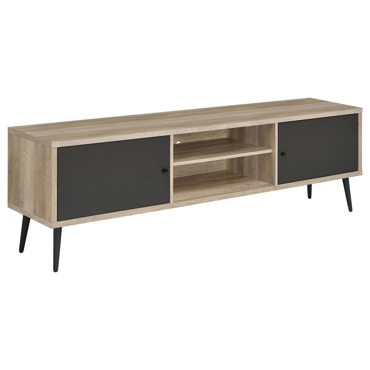 Coaster Home Furnishings Allie 2-Door Engineered Wood Tv Stand With Storage Shelf Antique Pine And Grey
