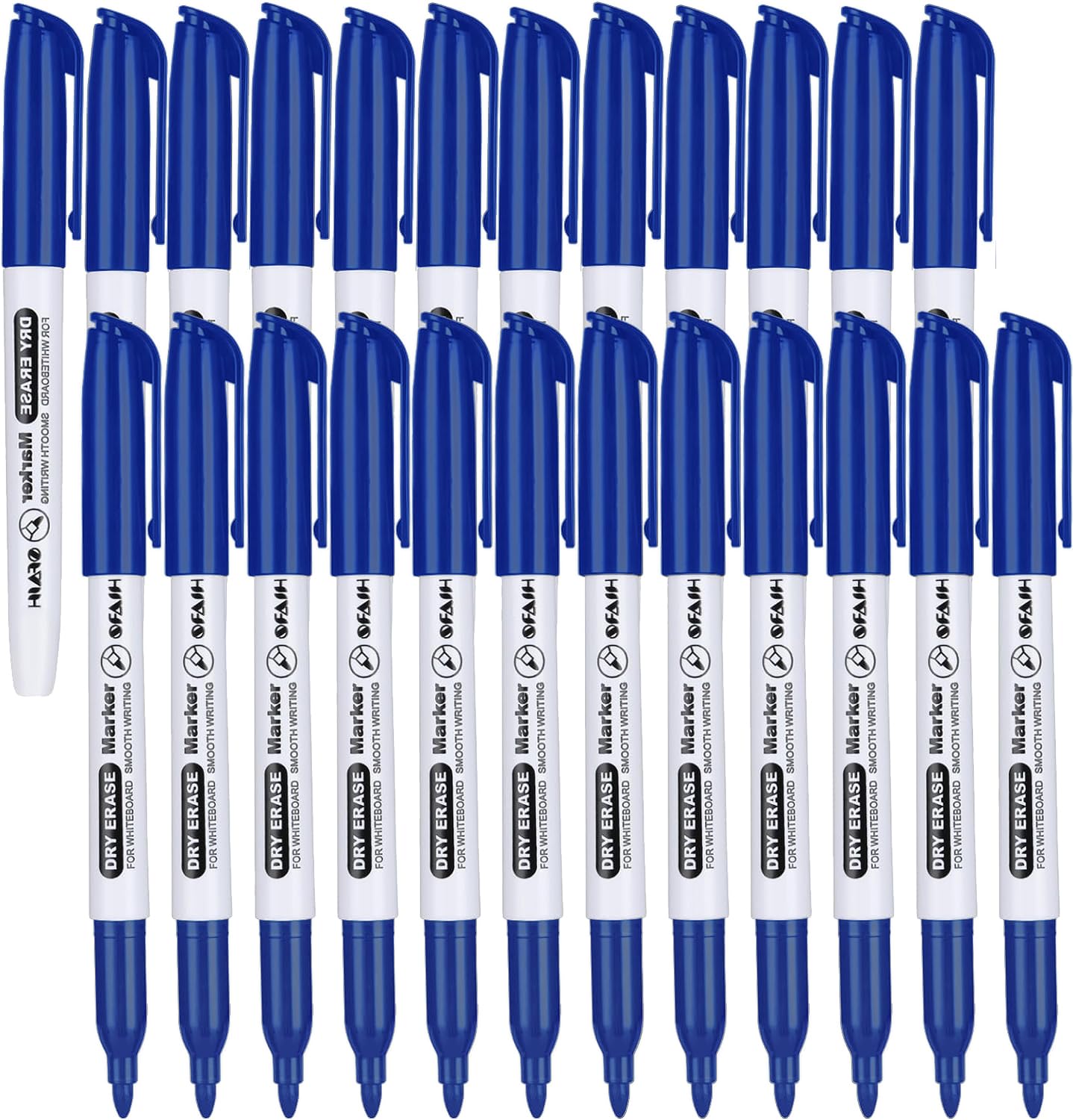 Sfaih Fine Tip Dry Erase Markers - 24 Pack Blue Whiteboard Erasable Markers Bulk For Kids Adults, Ideal For Classroom School Off