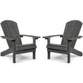 Yefu Adirondack Chairs Set Of 2 Plastic Weather Resistant, Outdoor Chairs 5 Steps Easy Installation, Like Real Wood, Widely Used In Outdoor, Patio, Fire Pit, Deck, Outside, Campfire Chairs (Dark Grey)