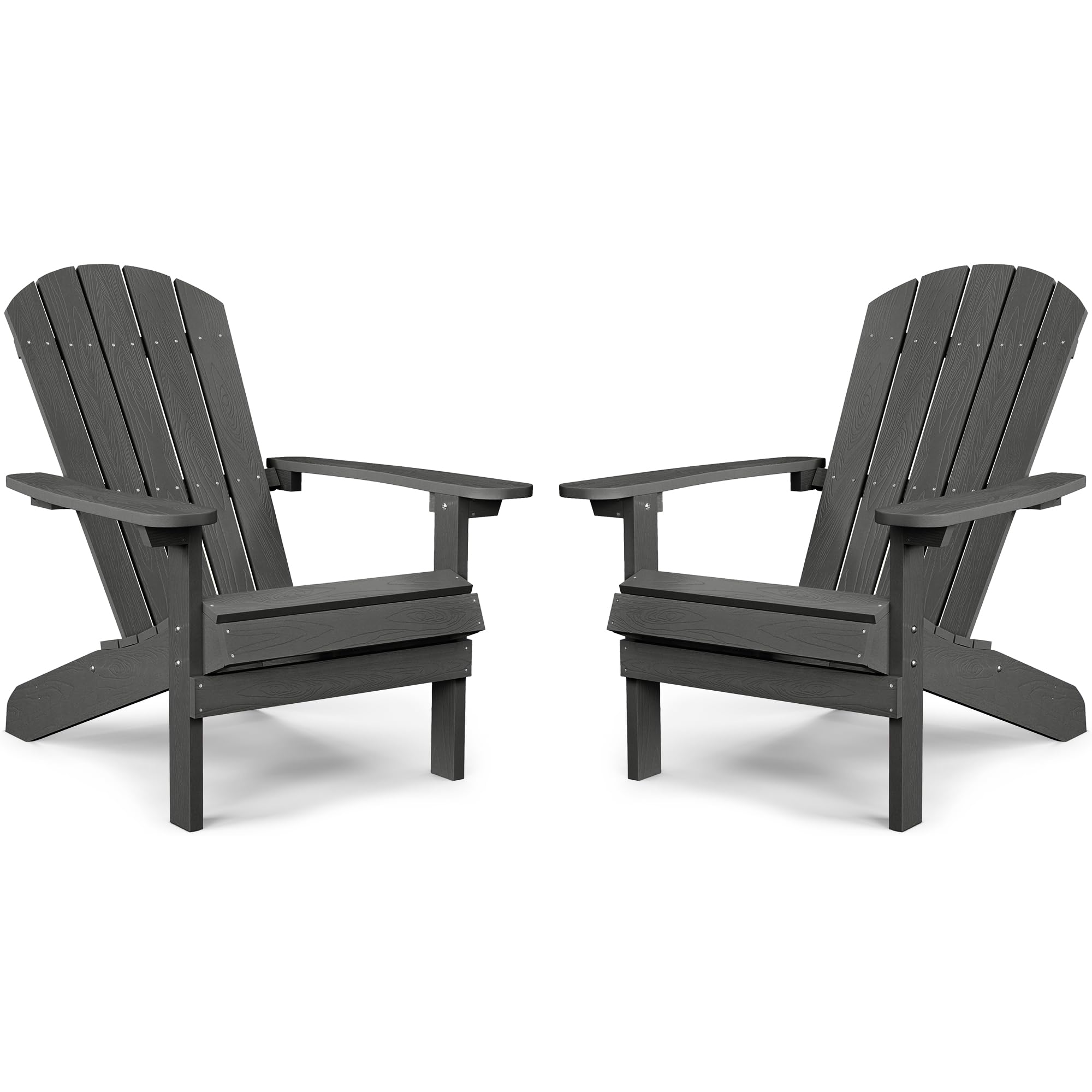 Yefu Adirondack Chairs Set Of 2 Plastic Weather Resistant, Outdoor Chairs 5 Steps Easy Installation, Like Real Wood, Widely Used In Outdoor, Patio, Fire Pit, Deck, Outside, Campfire Chairs (Dark Grey)