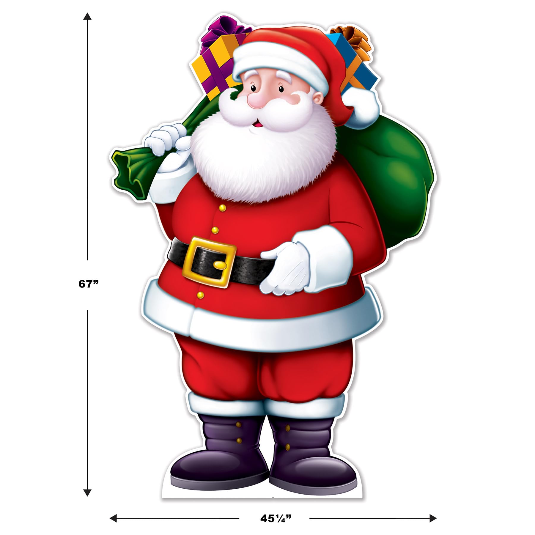Beistle 5' 7' X 3' 9.25' Cardboard Santa Claus Photo Booth Prop With Easel Stand Up Christmas Holiday Party Decoration, Multicolor